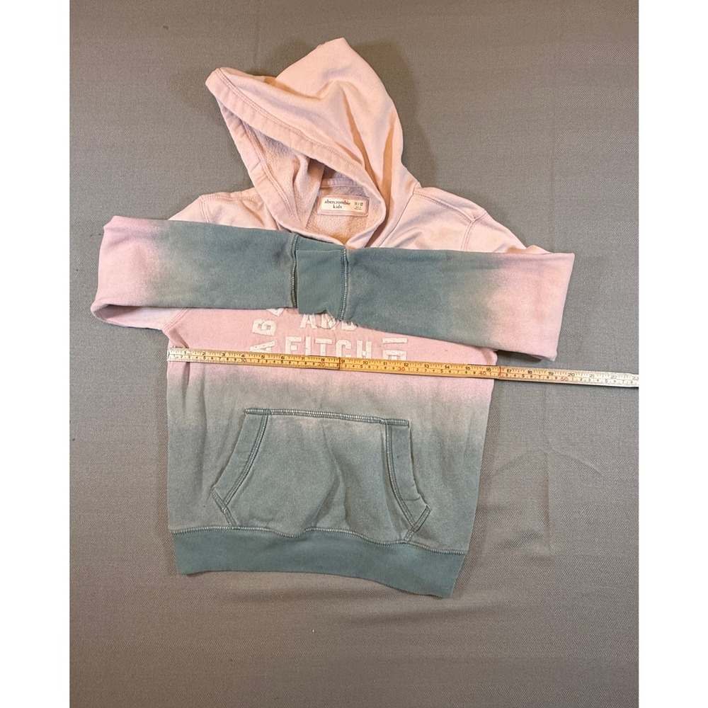 Abercrombie Kids Pink Teal Ombre Logo Pullover Hoodie Sweatshirt Size 11/12 - Picture 4 of 5